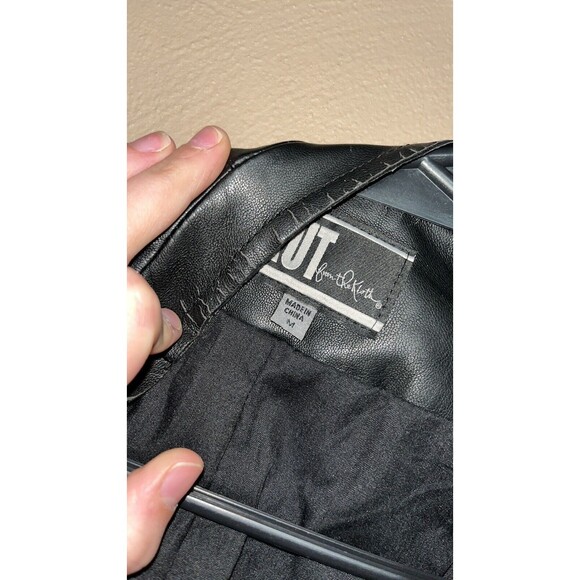 Women’s Kut from the Kloth black faux leather open front moto jacket casual fall - Picture 7 of 8